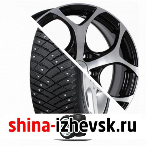 Колесо в сборе Goodyear Ultra Grip Ice Arctic SUV 225/65 R17 T 102 + iFree Тортуга 7xR17 5×112 ET45 DIA66.6 Чёрный глянцевый с полированной лицевой частью в Ижевске